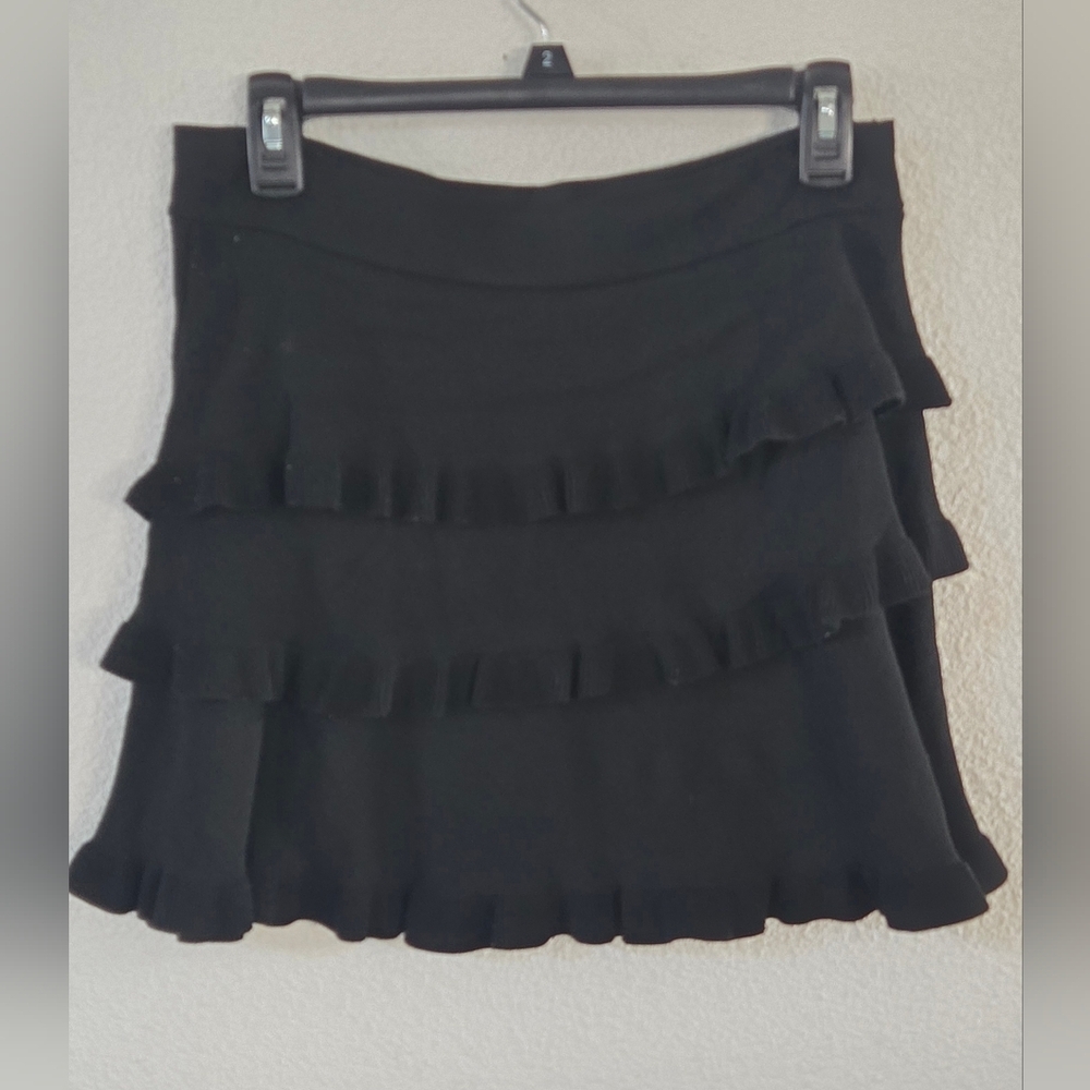 Zara Black Ruffle Mini Flare Skirt - Picture 3 of 6